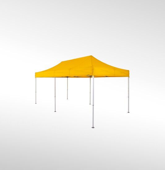 Folding gazebo 6x3 m in the colour yellow.